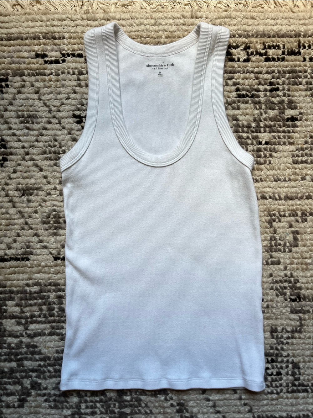 Abercrombie & Fitch Ribbed Scoop Neck Tank Top in White